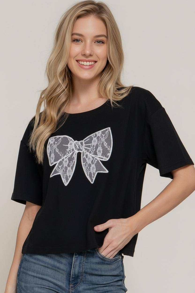 , 0109 Lace Patch Oversize Top SI-29339