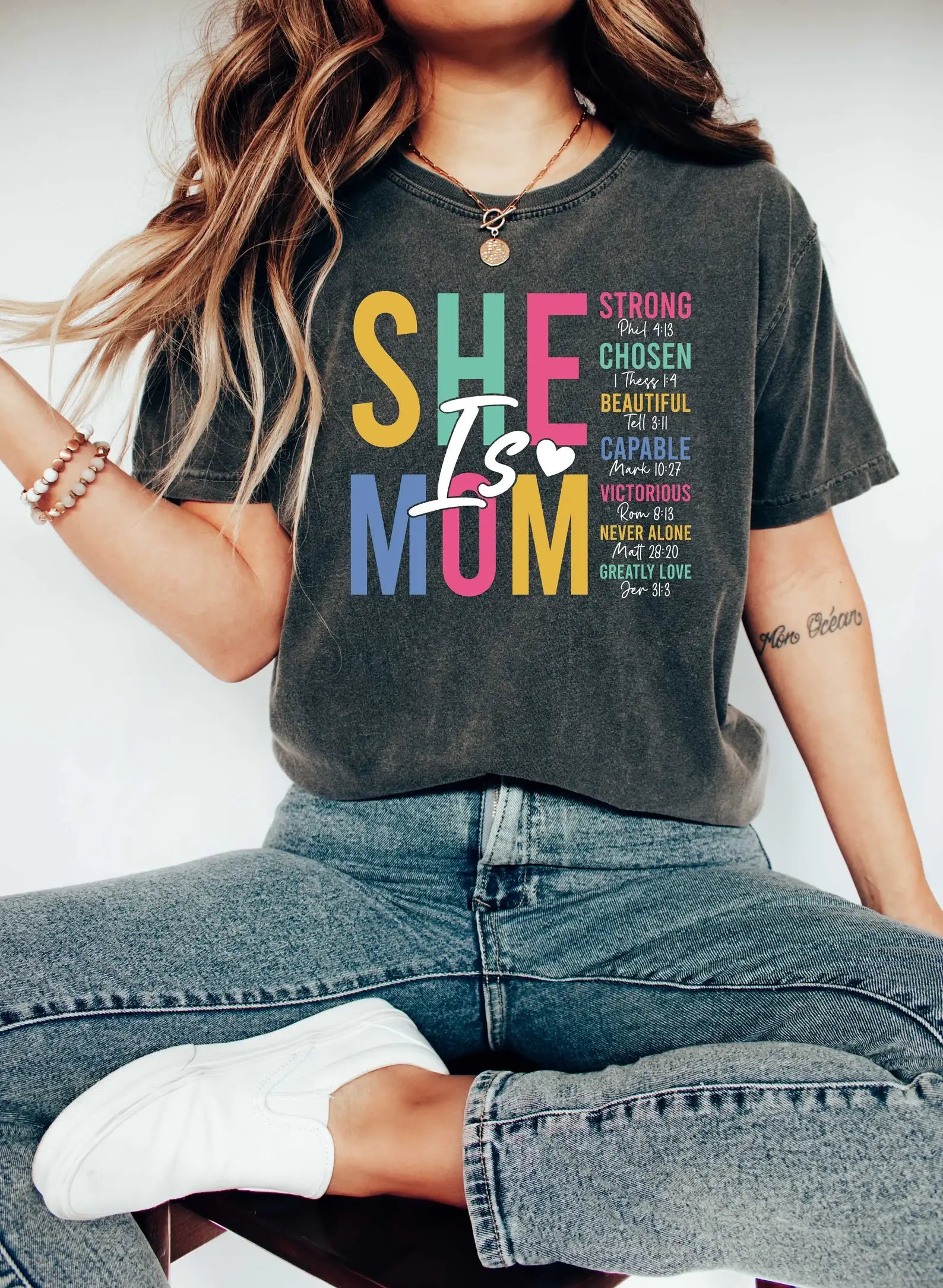 She Is Mom T-Shirt, Bible Verse Shirt, Religious Shirt