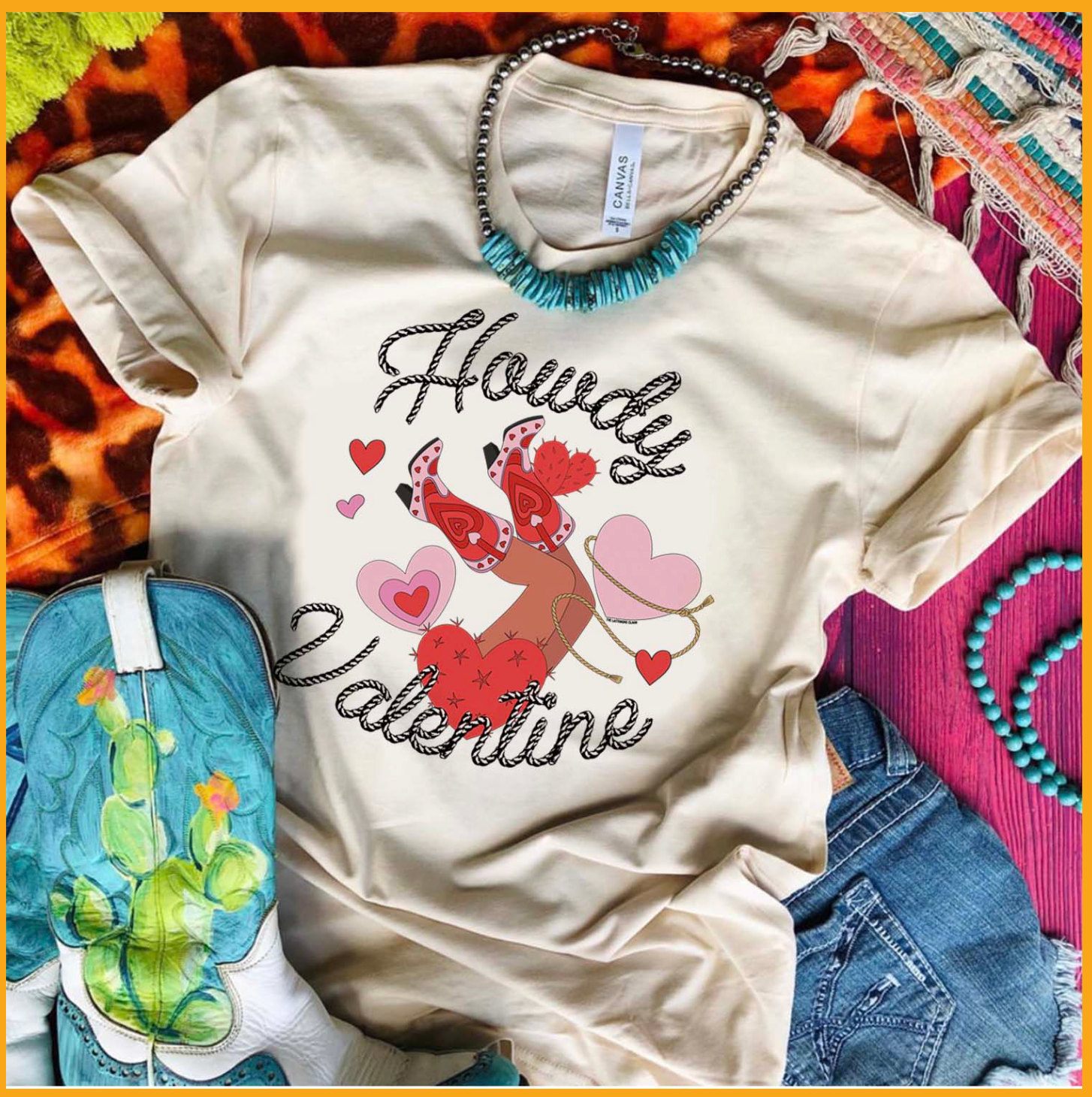 Howdy Valentines- Cream Tee