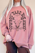 Cowboy Take Me Away Cow Oversize Graphic Terry Sweatshirts