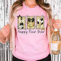 Faux Gold Glitter Happy New Year Coquette Tee