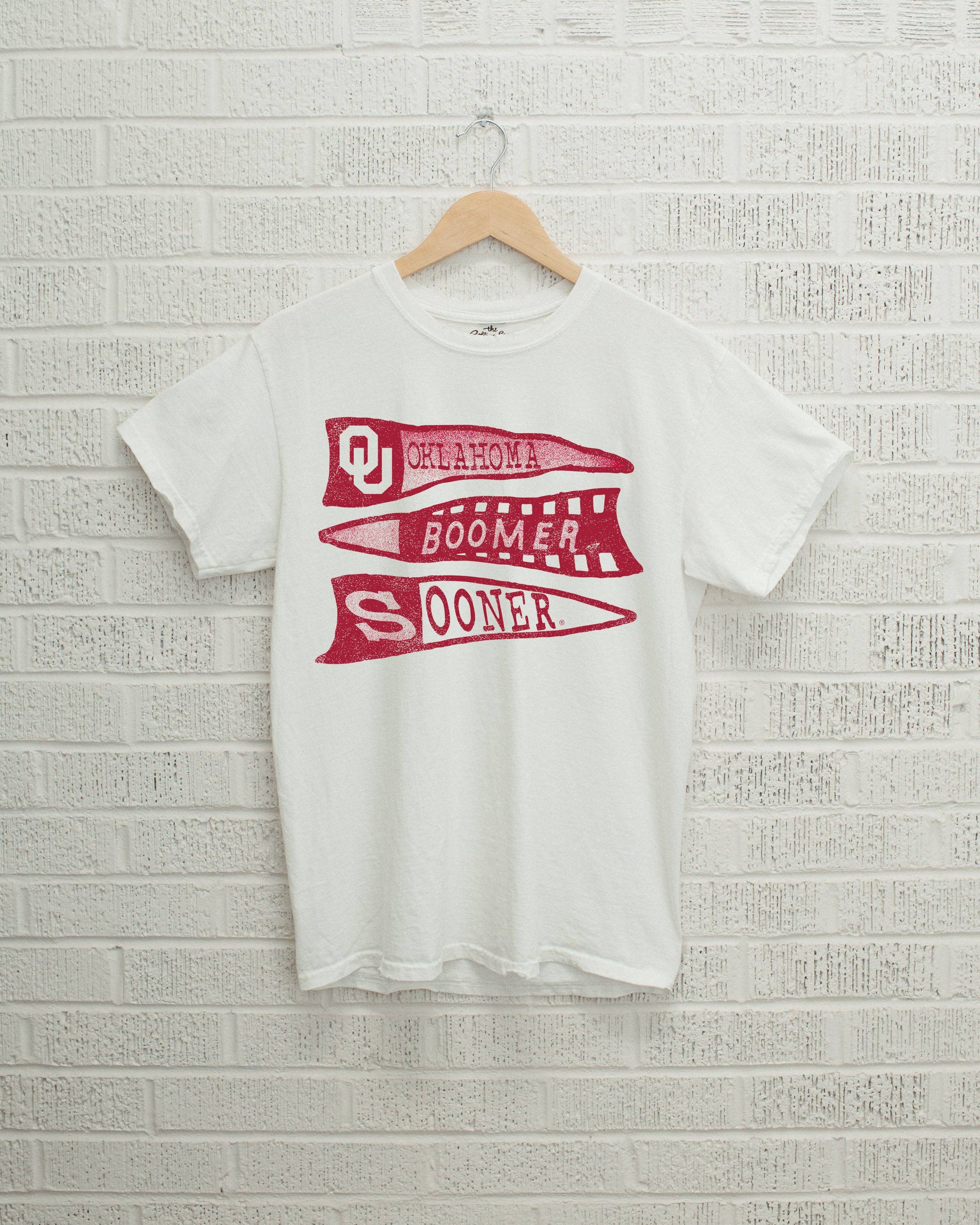 Ou Oklahoma Sooners Pennant White Comfort Colors Tee