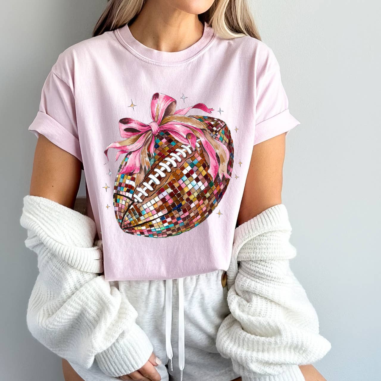 Coquette Colorful Football Tee