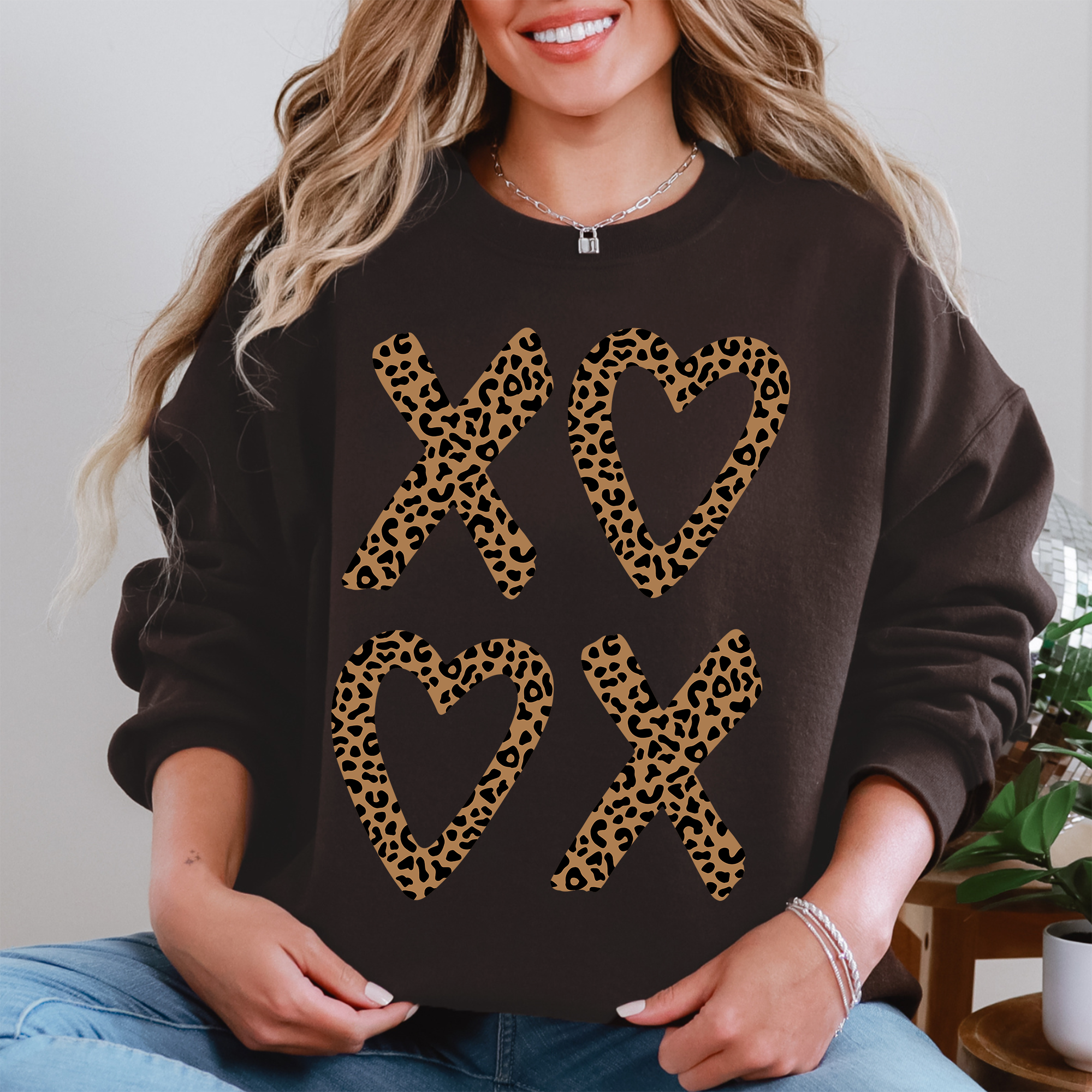 Leopard Print, Xoxo, Valentine's Day Sassy, Love Sweatshirt