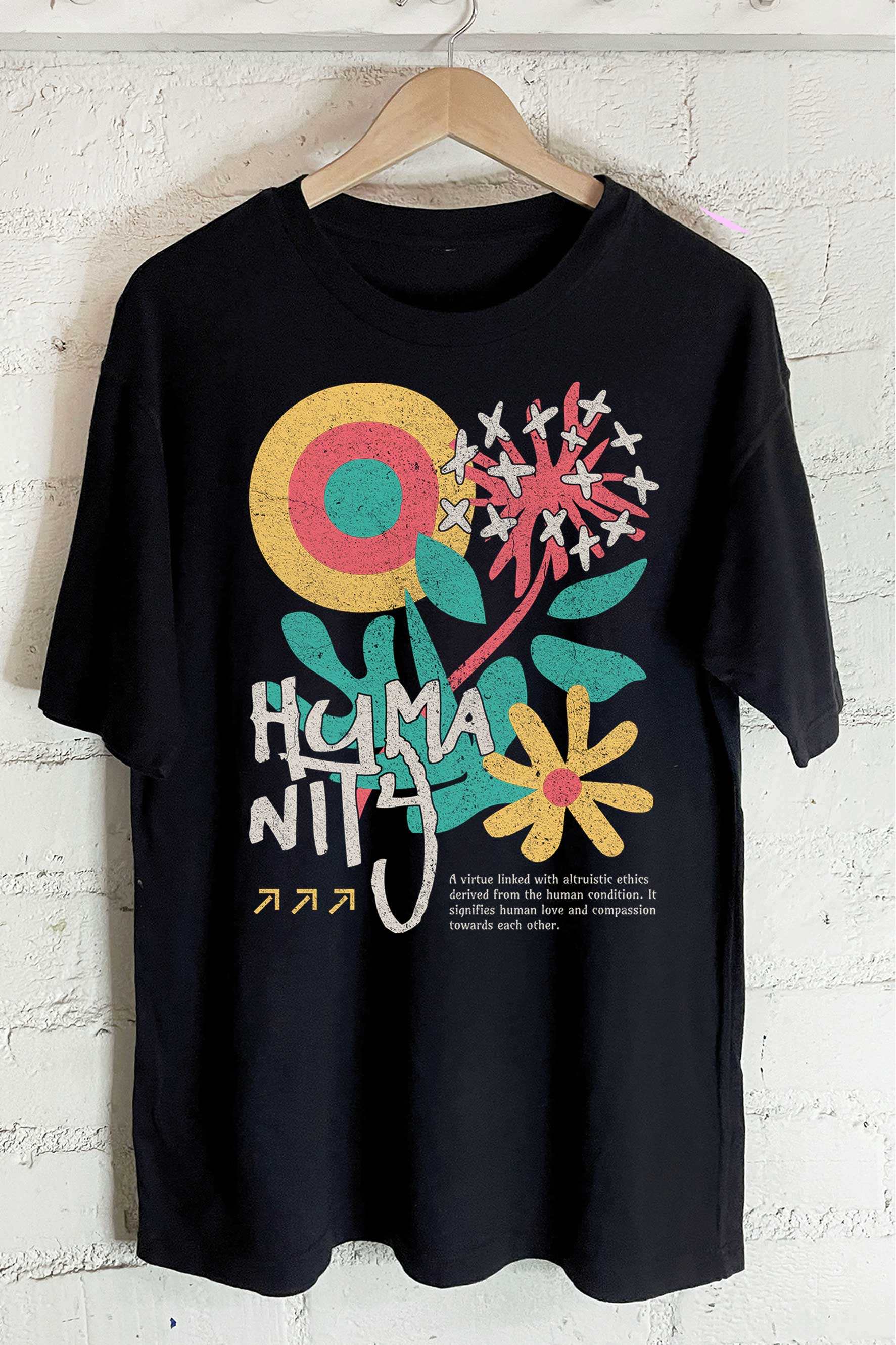 Humanity Flower Oversize Graphic Tshirts