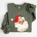 Retro Santa, Red Christmas Sparkles, Vintage Xmas Sweatshirt