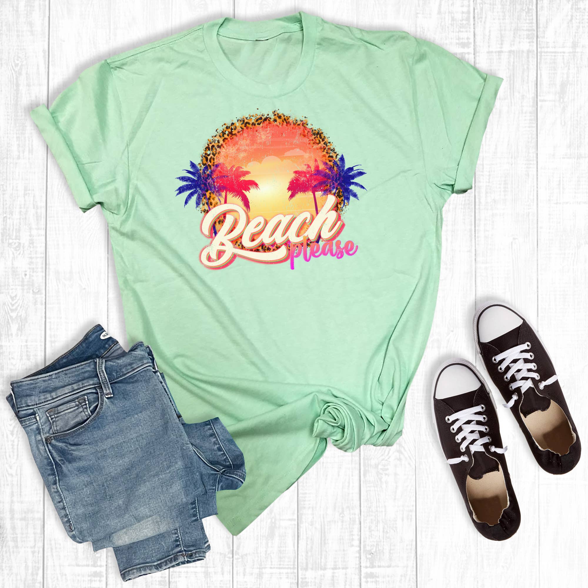 Beach Please Spring Break Graphic Tee