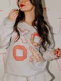 Xoxo Quilted Valentine's Day Gray Thrifted Sweatshirt