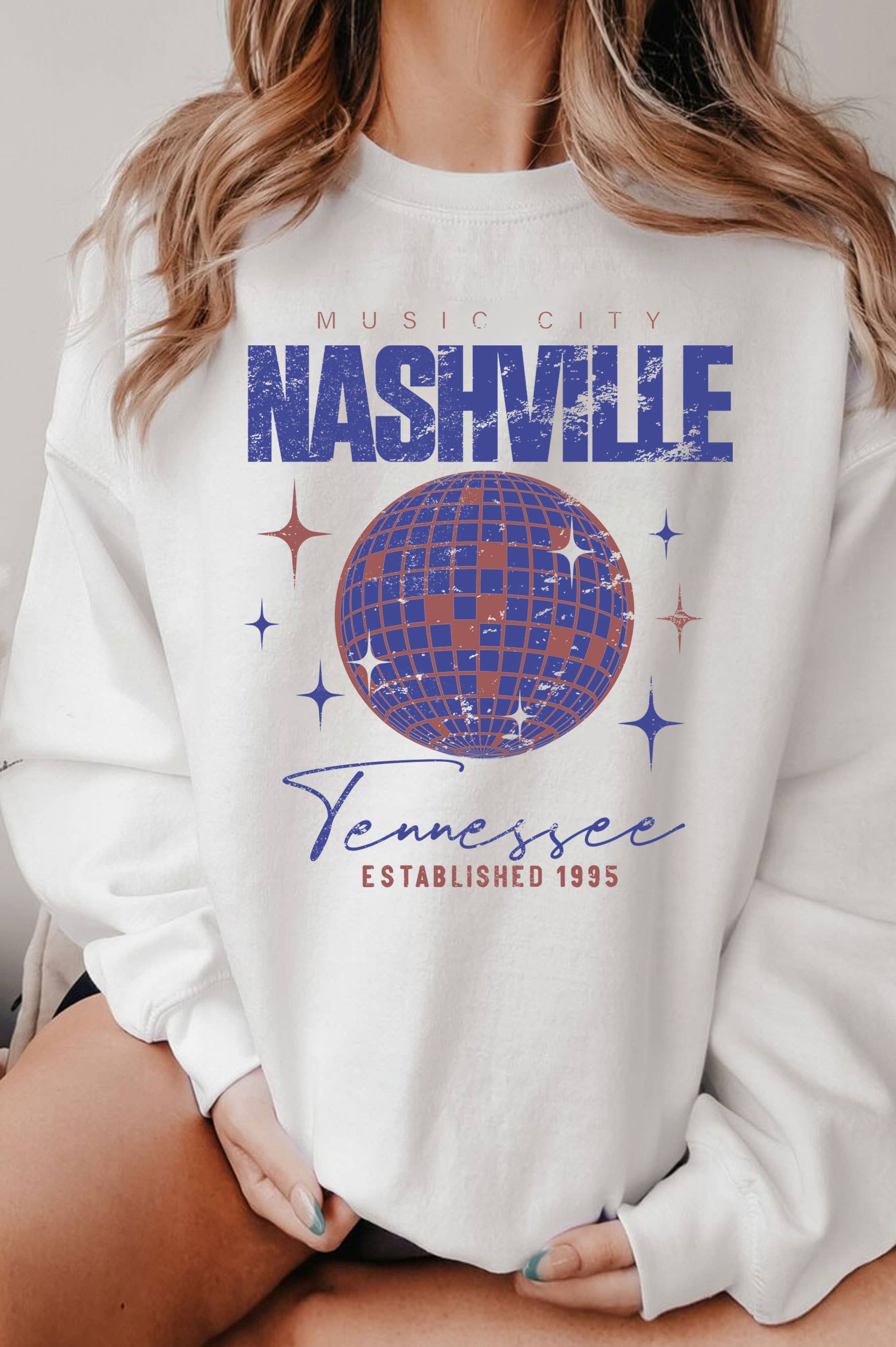 Nashville Disco Ball Graphic Brushed Sweatshirts