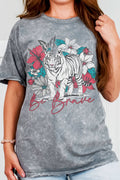Be Brave Floral Tiger Mineral Graphic Tshirts