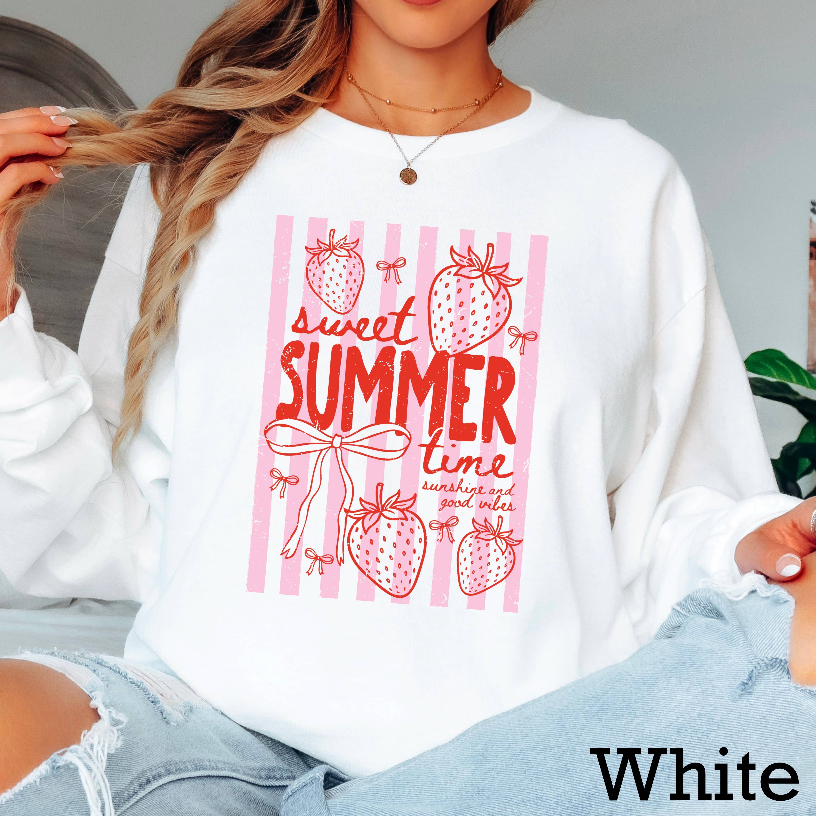 Sweet Summertime Strawberry Shirt | Long Sleeve Gildan