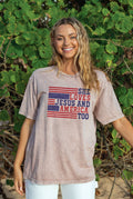 She Loves Jesus and America Too Mineral Washed Graphic Top