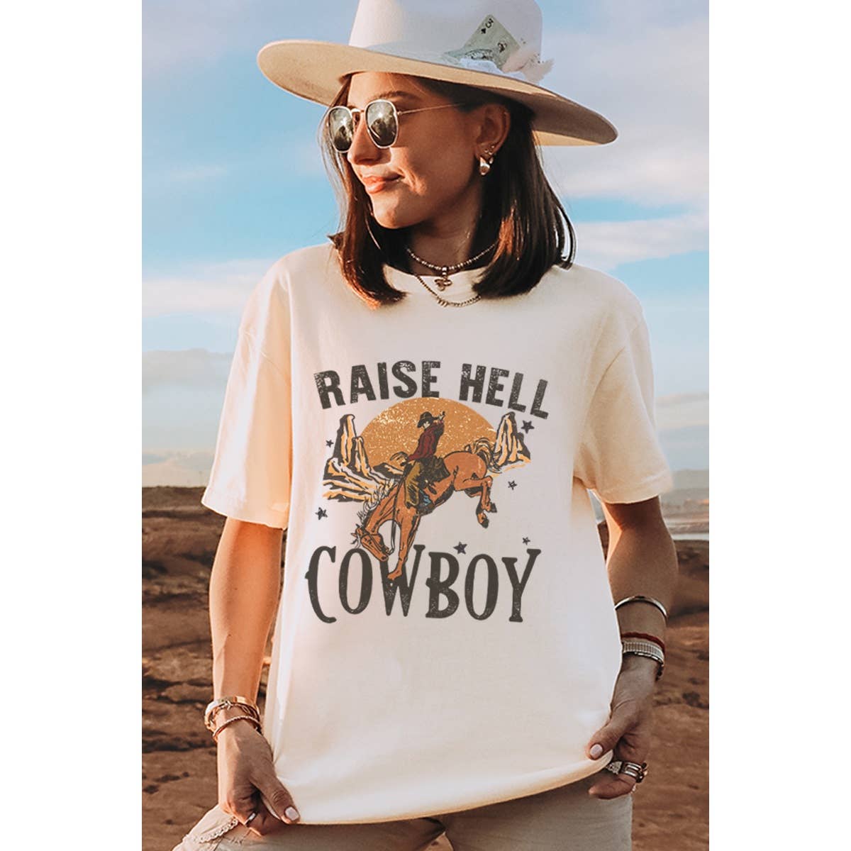 Raise Hell Cowboy Graphic Oversized Tee