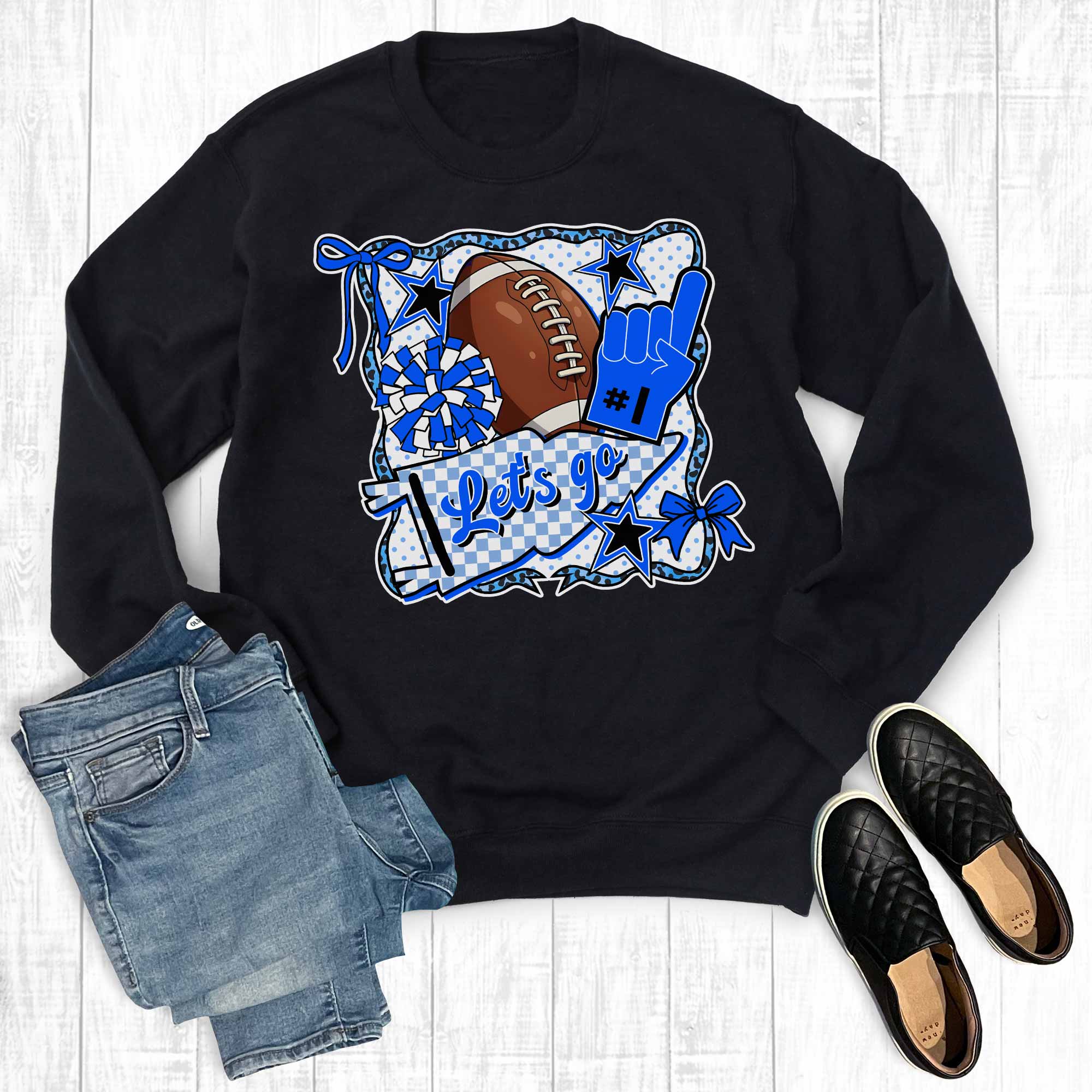 Custom Retro Gameday Let's Go Football Sweatshirt