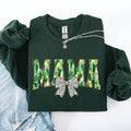 Mama, Painted, Dalmatian Bow, St Patrick's Day Sweatshirt