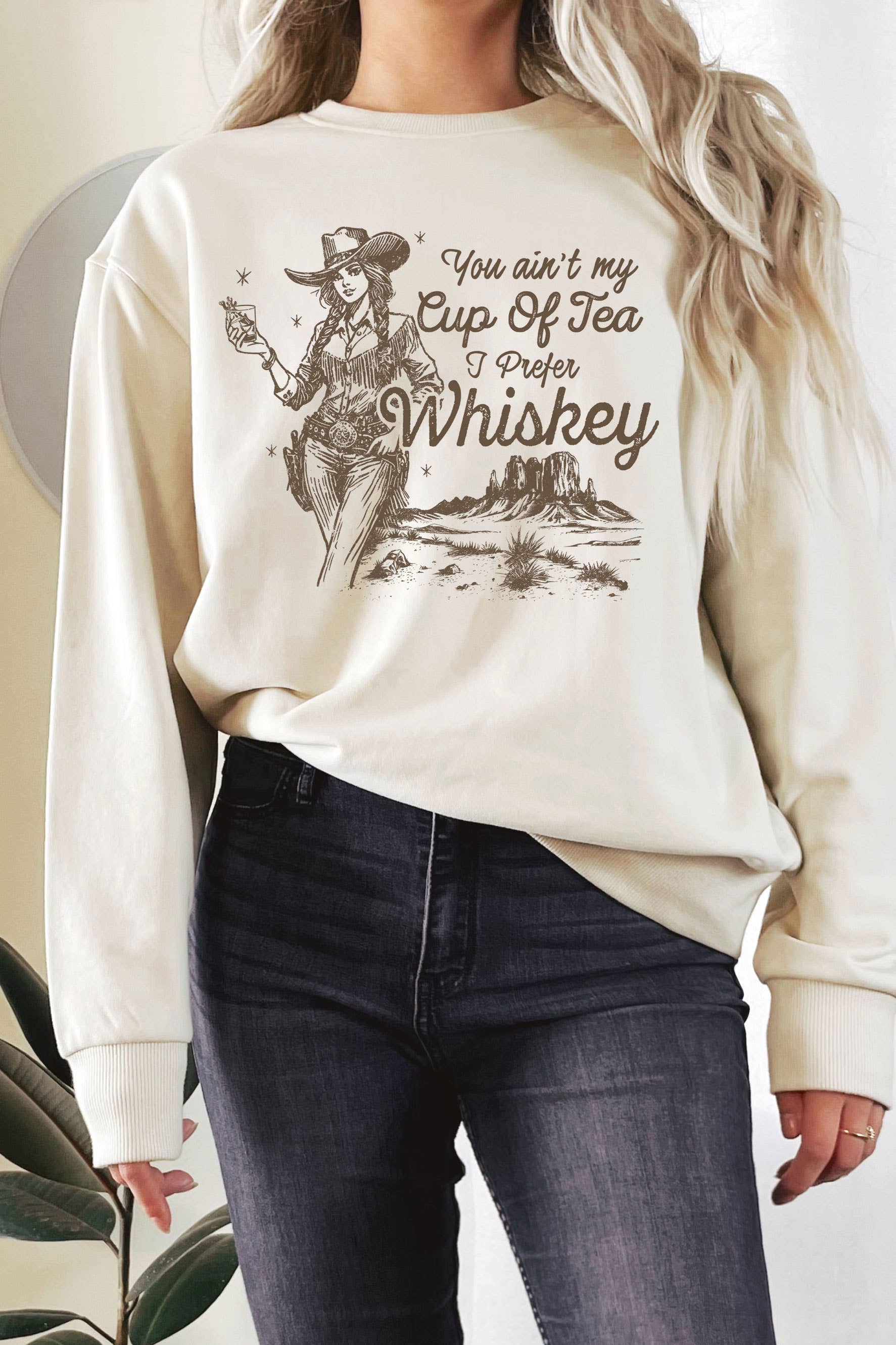 Whiskey Cowgirl Graphic Terry Sweatshirts