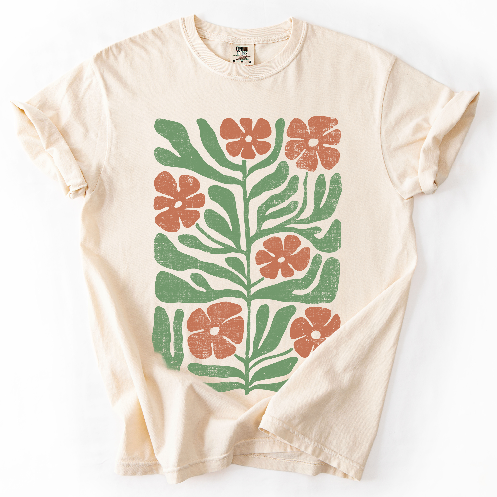 Terracotta Flower Botanical, Vintage Boho, Nature, T-Shirt