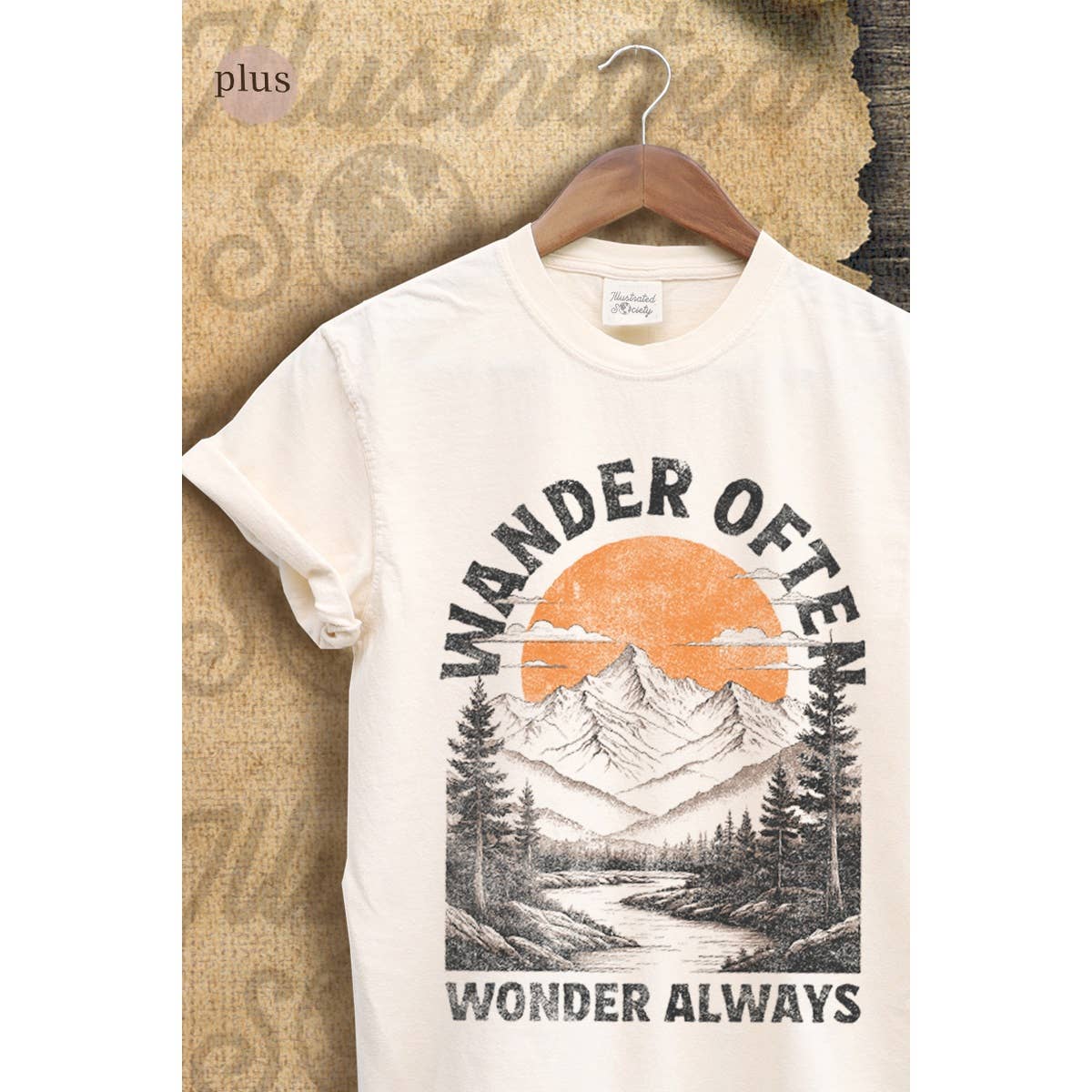 Wander Often Wonder Always Vintage Graphic Plus Tee