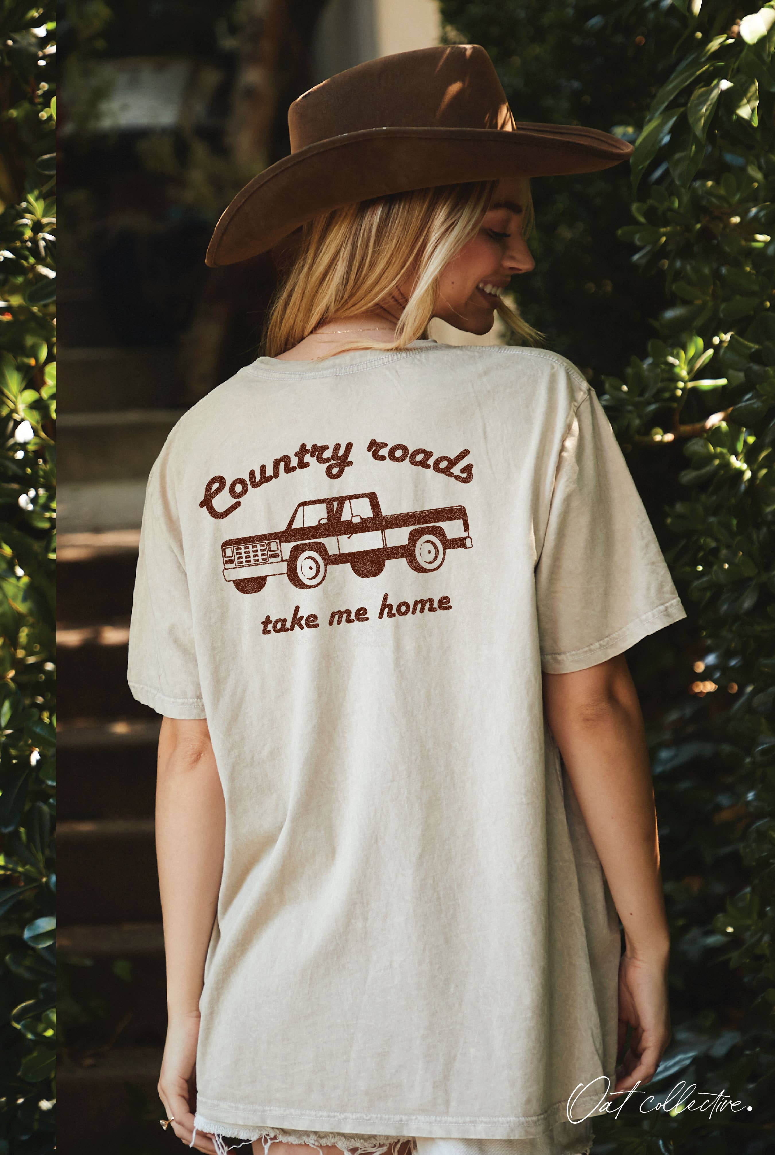 Country Roads Take Me Home Oversized Graphic Top