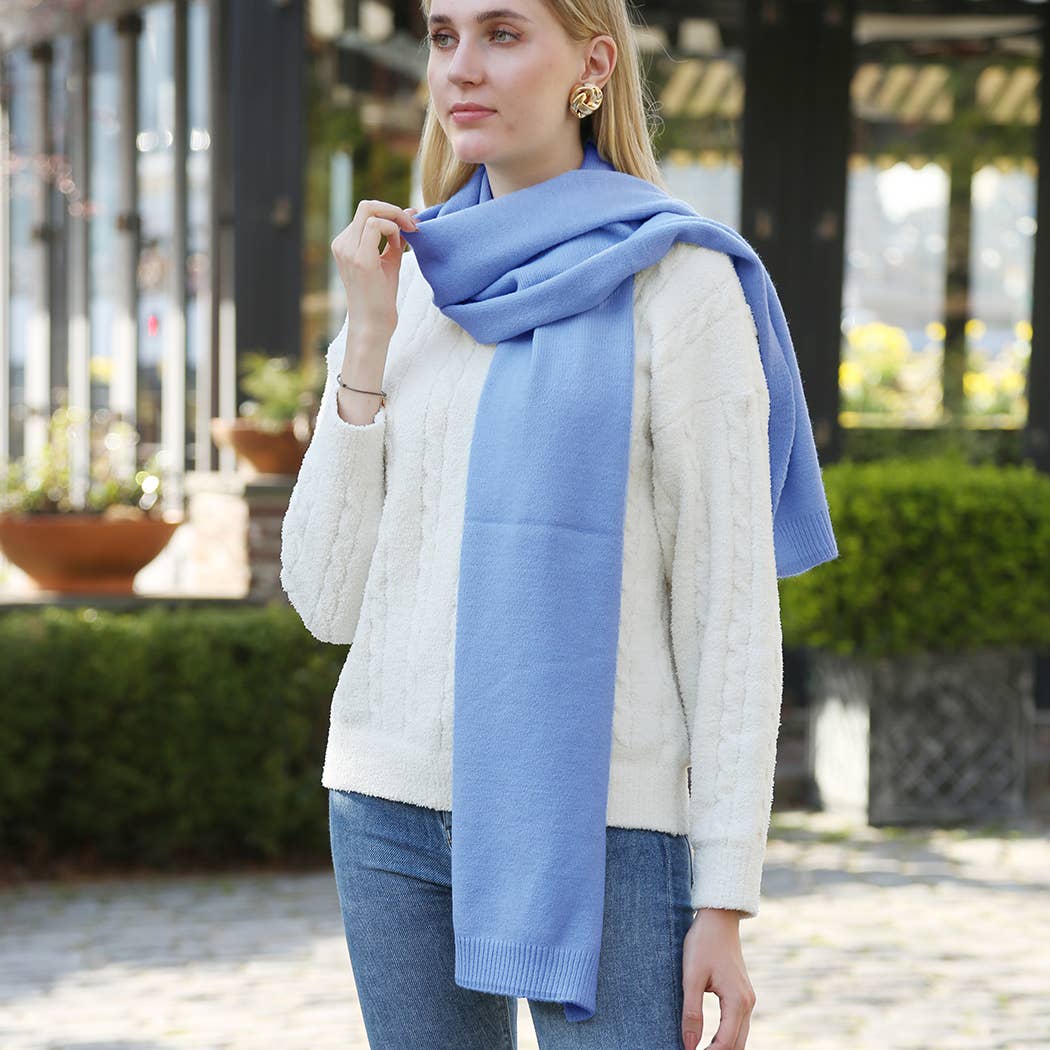 Solid Color Soft Ribbed Oblong Scarf