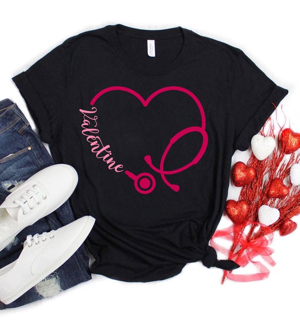 Valentine Stethoscope - Valentine's Day Nurse T-Shirt