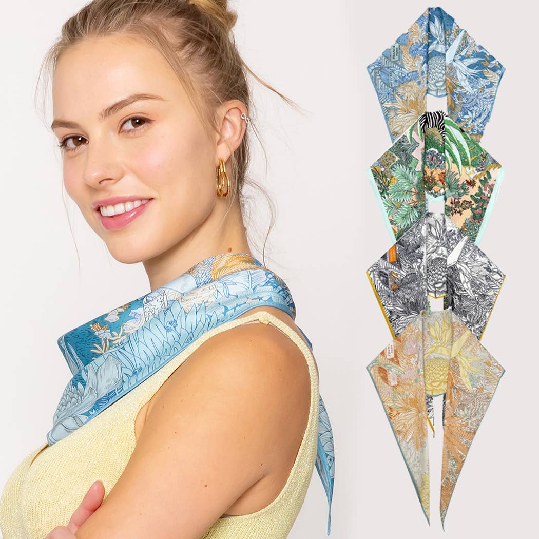 Realistic Flower Drawing Print Light Weight Soft Scarf