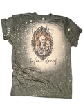 Death Before Decaf – Skeleton Coffee Bleached Tee