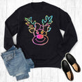 Christmas Coquette Neon Reindeer Graphic Sweatshirt