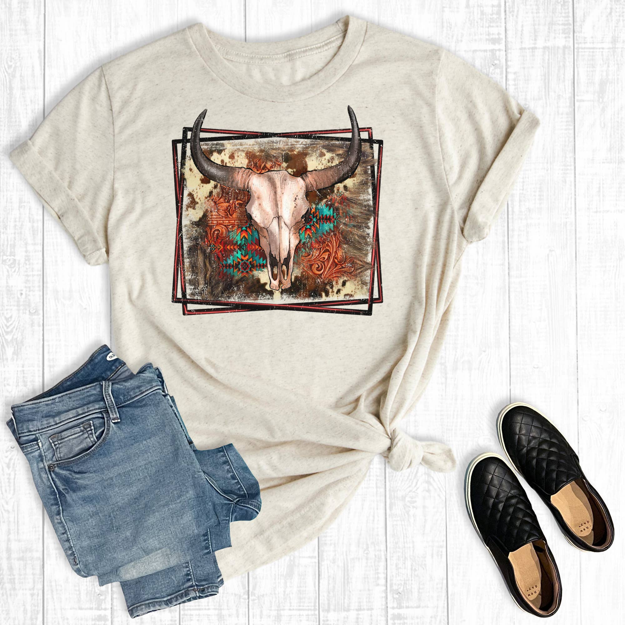 Western Rodeo Cowskull Graphic Tee