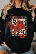 Take It Easy Vintage Flower Graphic Brushed Sweatshirts