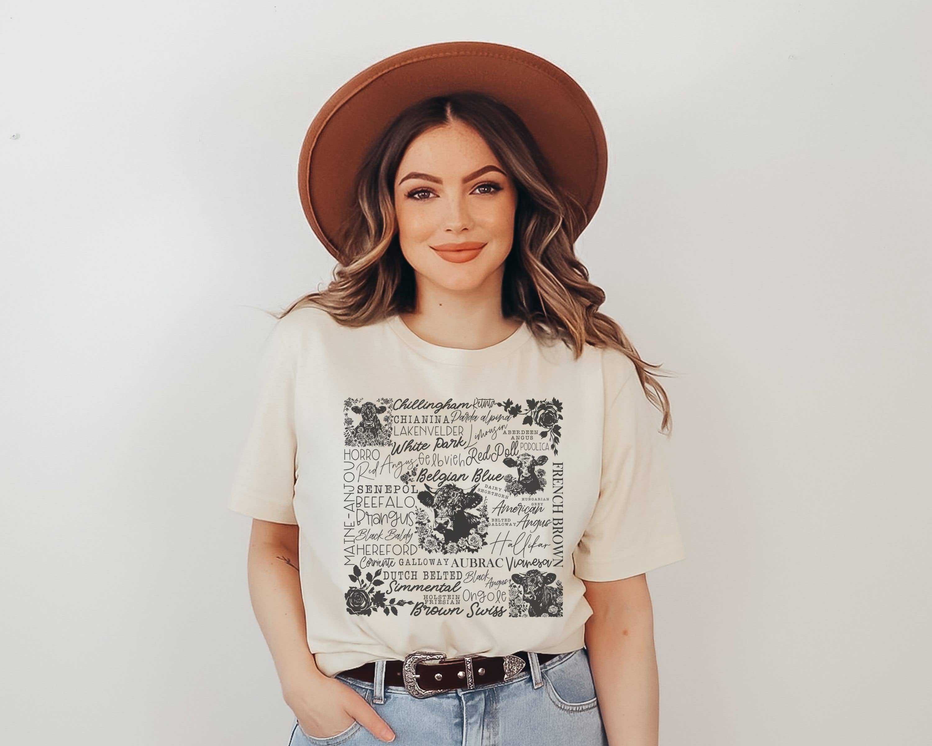 Cow Subway Art Graphic Tee | Farm Western Wear Cow Shirt