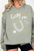 Lucky You Horseshoe Graphic Brushed Sweatshirts