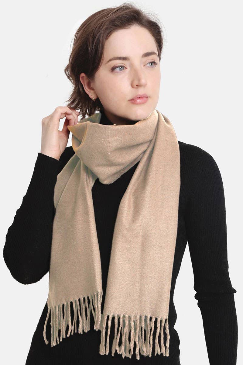 Solid Color Cashmere Feel Oblong Scarf