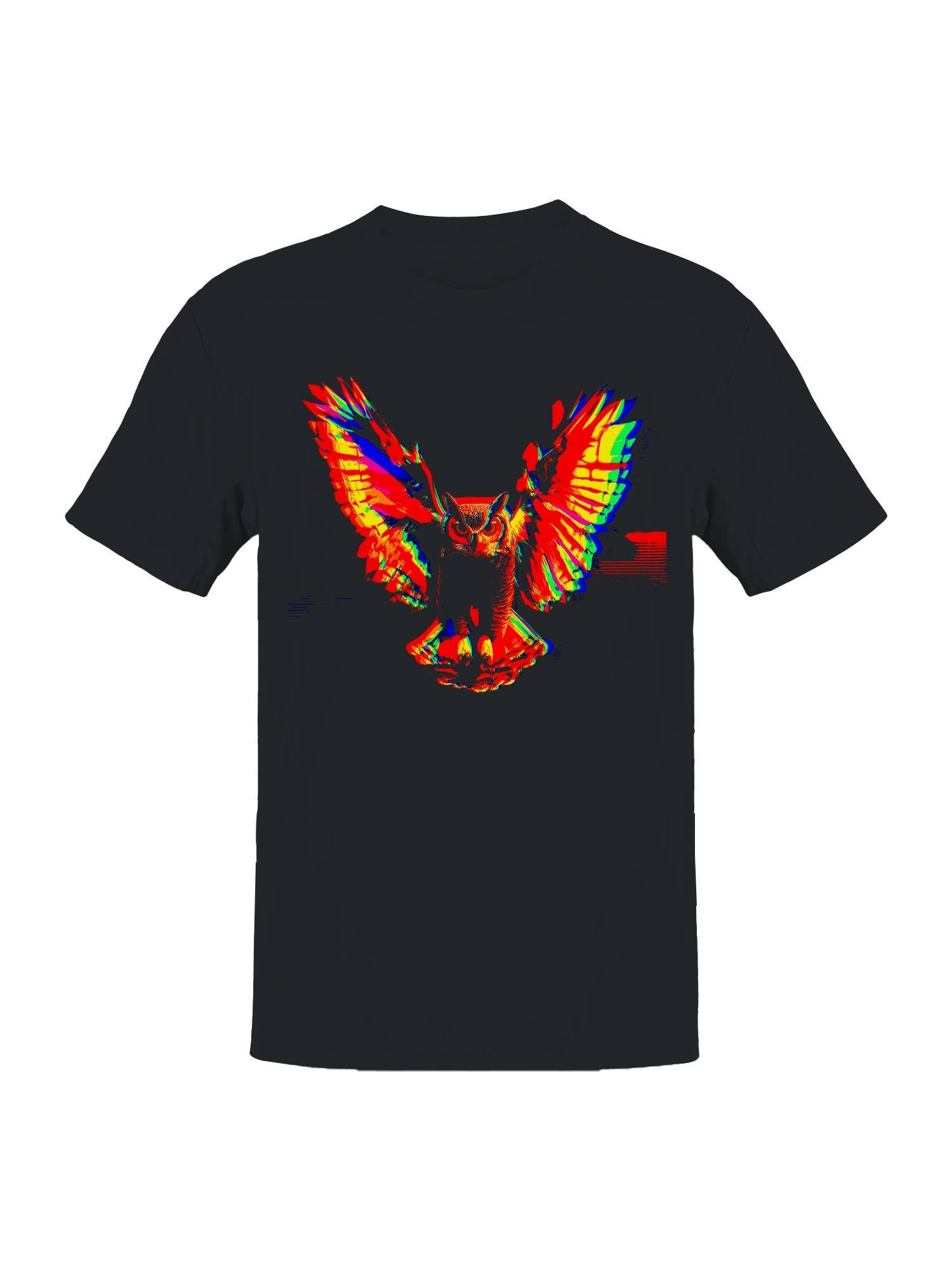 Vibrant Neon Owl Artwork Men's T-Shirt