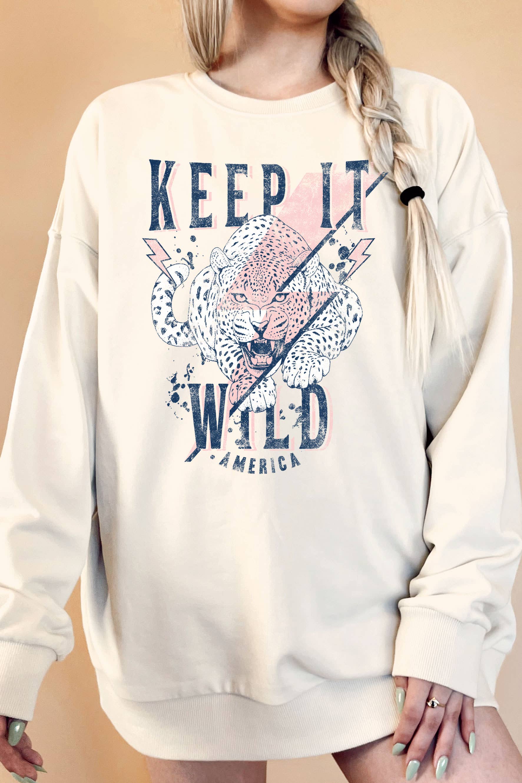 Keep It Wild Leopard Oversize Graphix Terry Sweatshirts