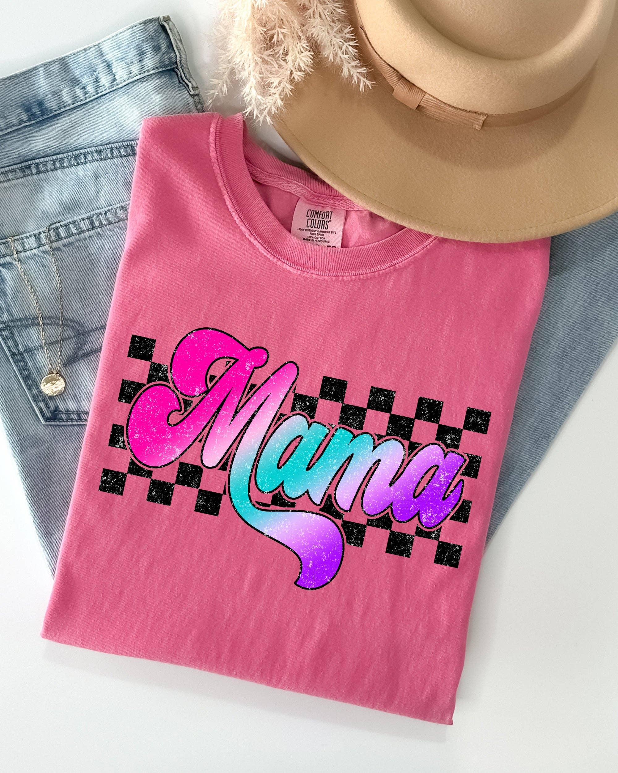 Groovy Mama, Checkered, Lightening, Mother, Mom, Retro Shirt