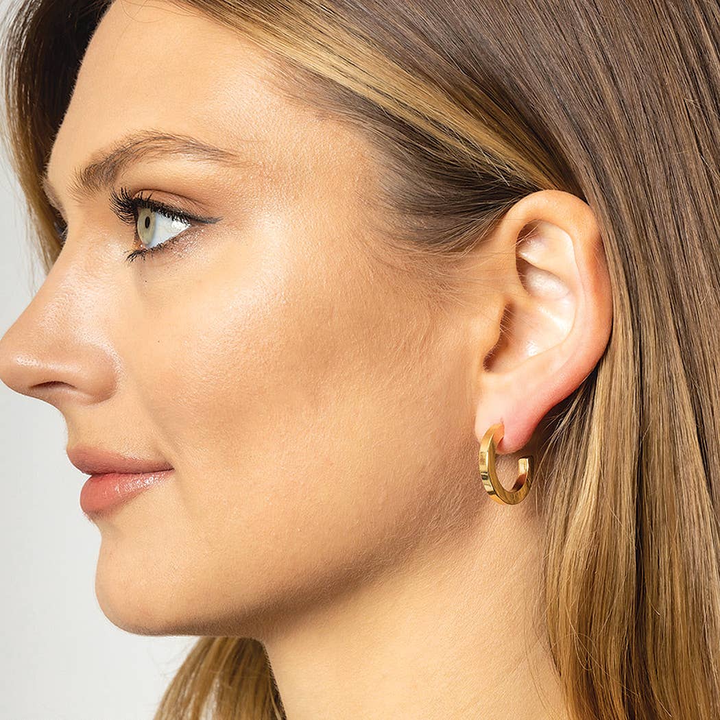 Small 14K Gold Dipped Post Hoop Earrings