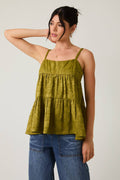 Sleeveless Tiered Jacquard Woven Top