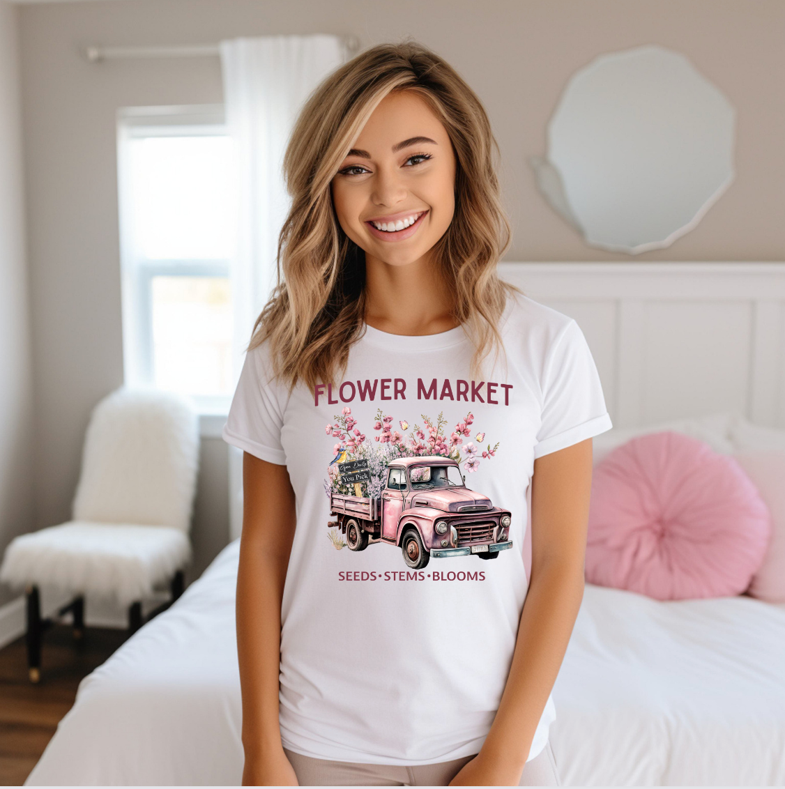 Vintage Truck Flower Market Graphic Tee