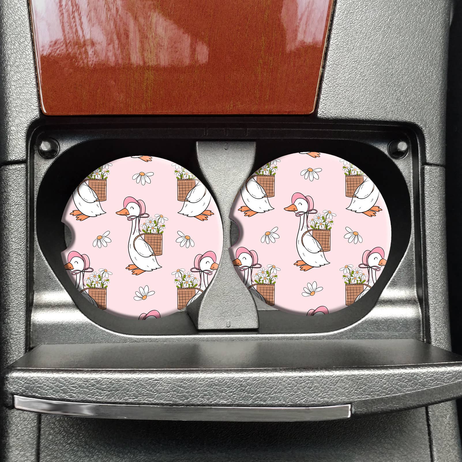 Coquette Goose Car Coasters, Girly Car Coasters, Pretty
