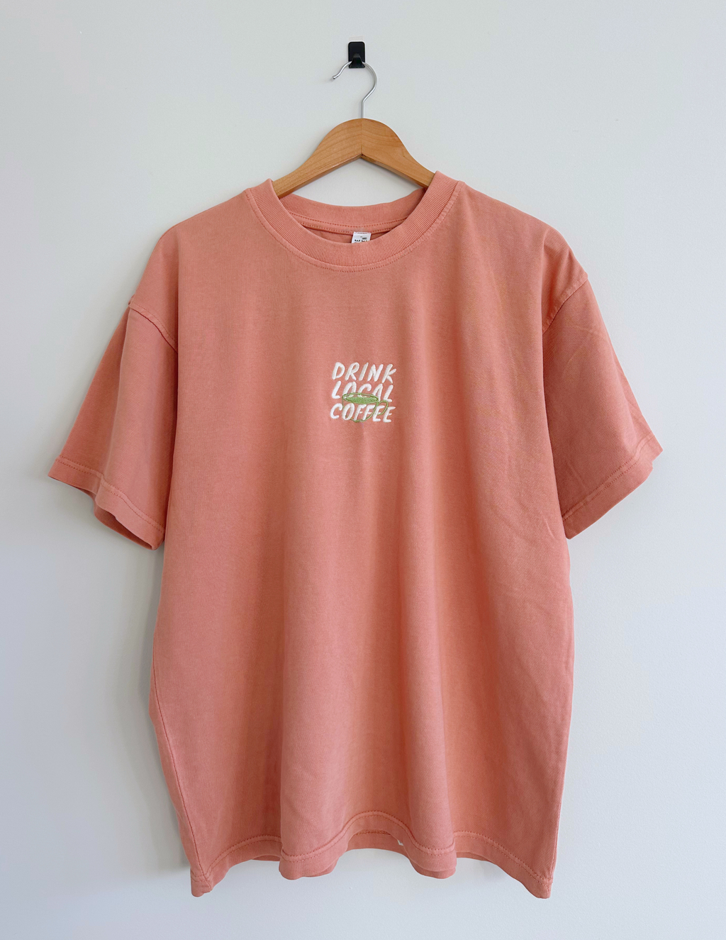 Drink Local Coffee T-Shirt - Salmon