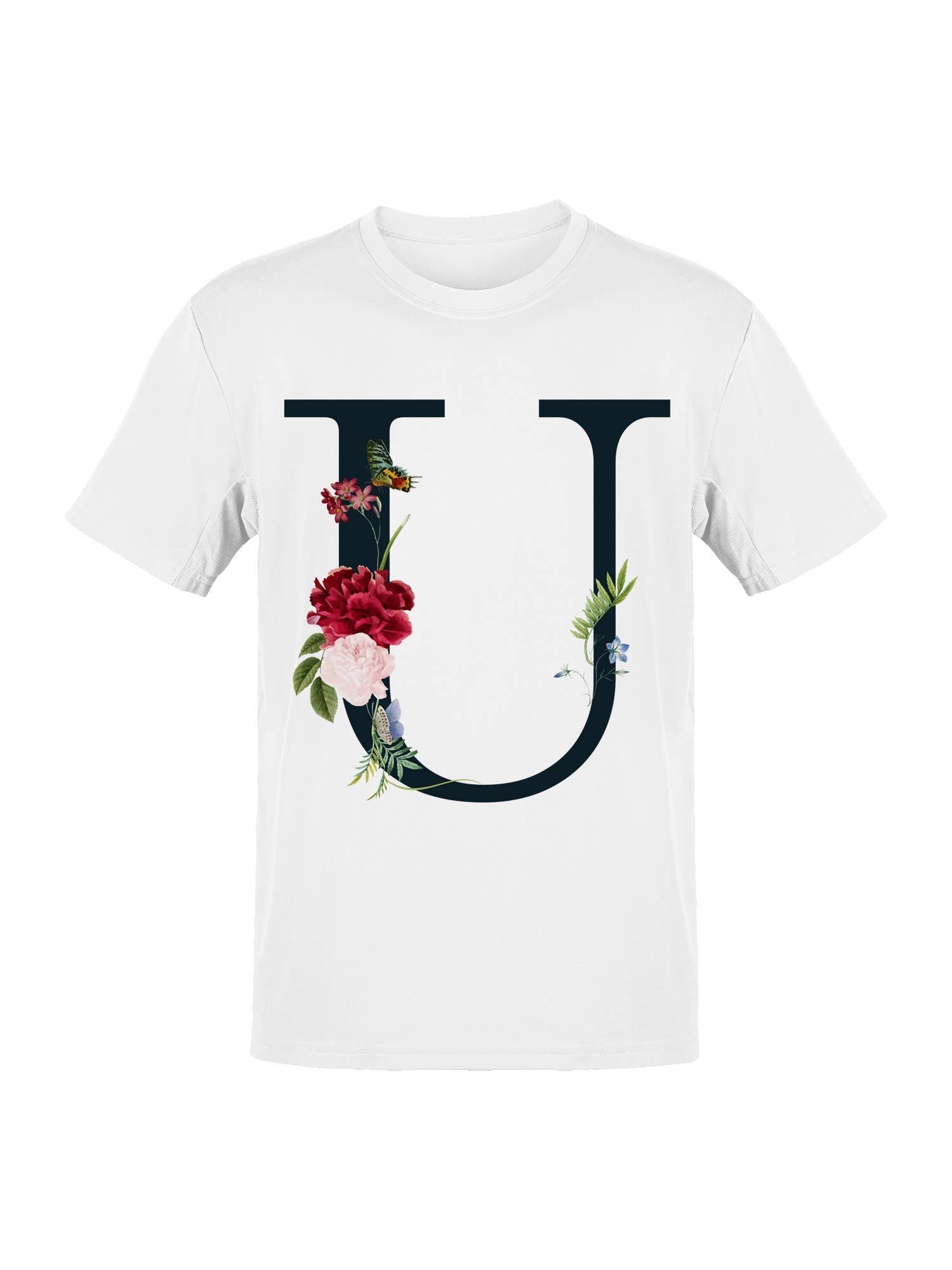 Floral Alphabet Design - Letter U Women's T-Shirt