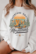 Adventure Awaits Mountains Graphic Brushed Sweatshirts