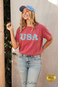 USA Foil with Stars Mineral Graphic Top