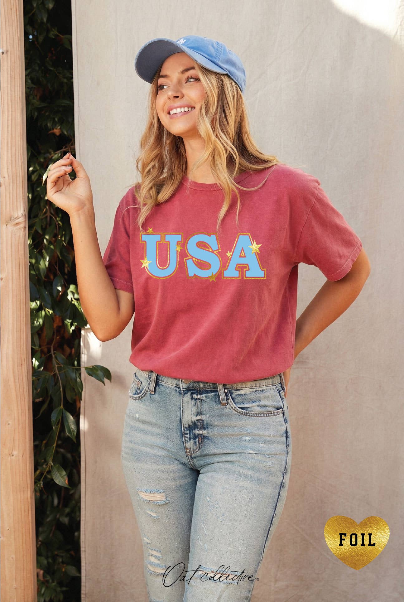 USA Foil with Stars Mineral Graphic Top