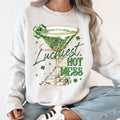 Glittery, Luckiest Hot Mess, St Patrick's Day, Sweatshirt