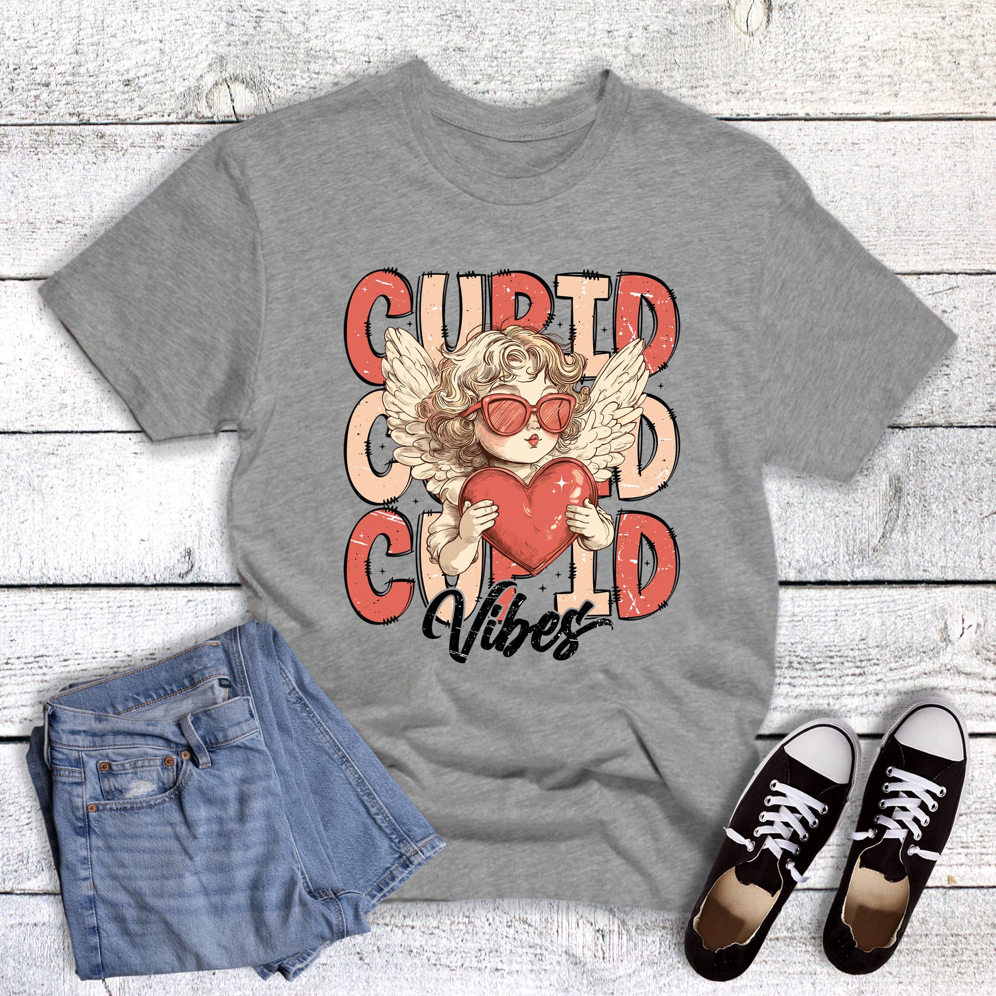 Valentine Stacked Cupid Vibes Graphic Tee