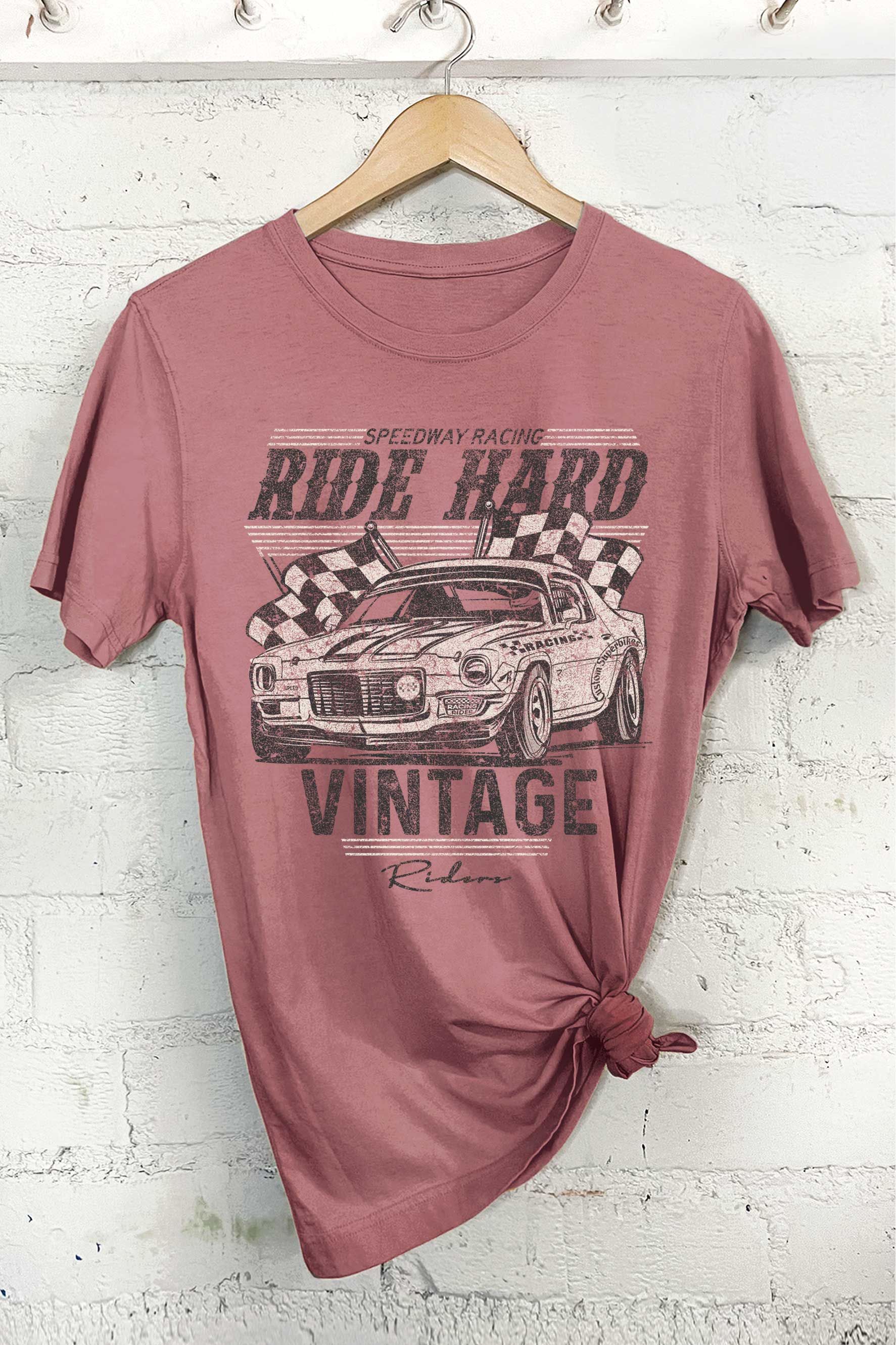 Ride Hard Vintage Rider Car Graphic Tshirts