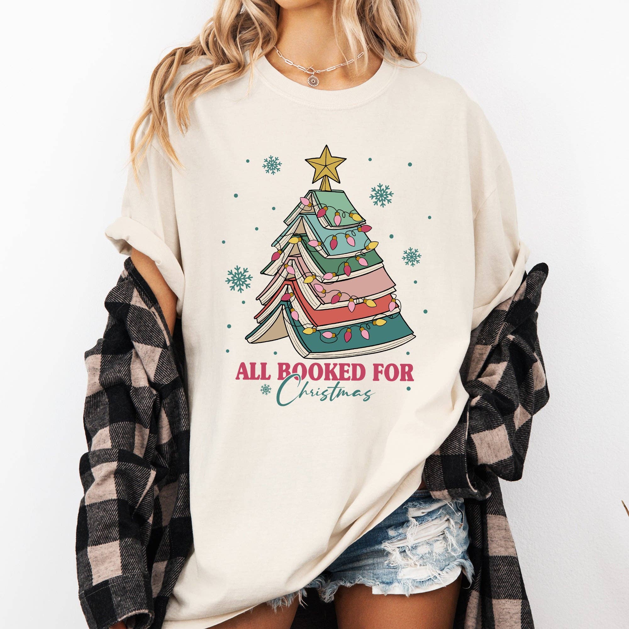 All Booked For Christmas, Reading Teacher Santa Xmas Tshirt