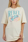 Women Rebel Graphic Print Oversize Loose Fit Top